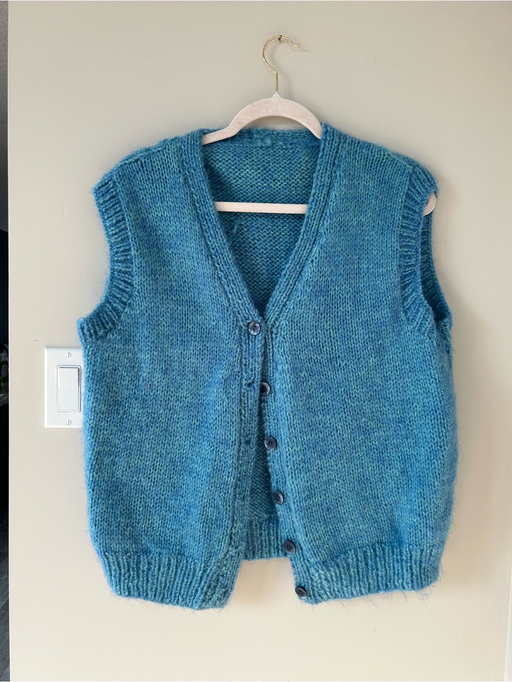 Teal Knit Button-Front Cardigan Vest